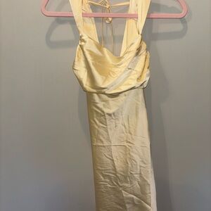 Elegant Yellow Satin Dress/Size 4.
